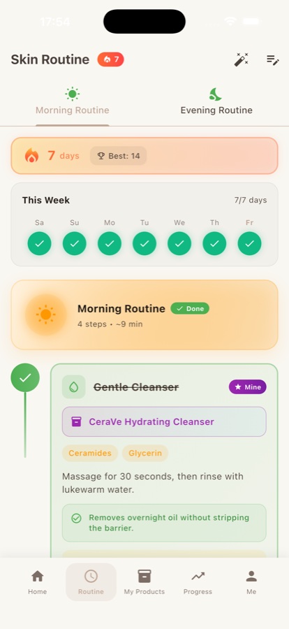 ilysia routine builder screen