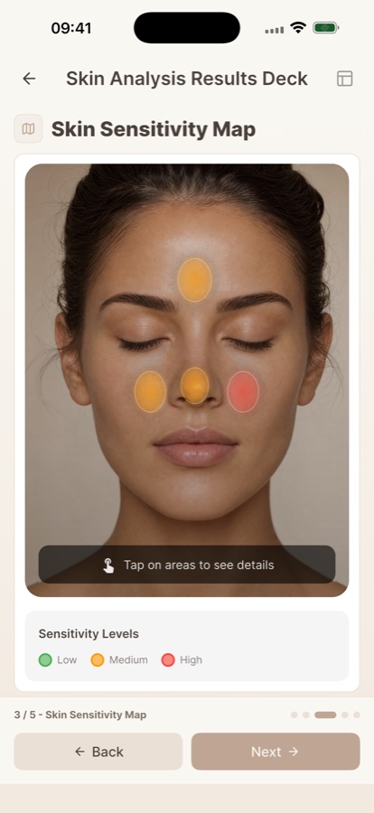 ilysia skin heatmap on a face scan result