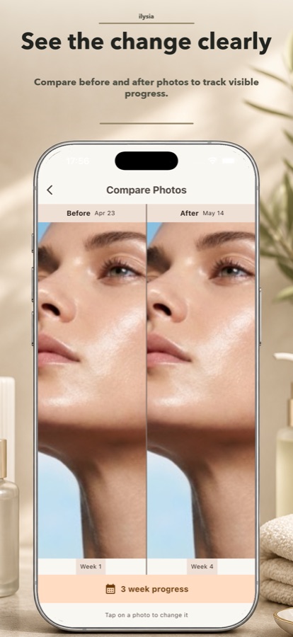 ilysia progress photo comparison screen